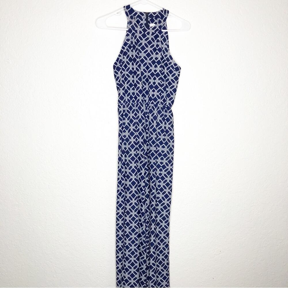 Jude Connally blue‎ white nautical rope sleeveless wide leg jumpsuit size Small